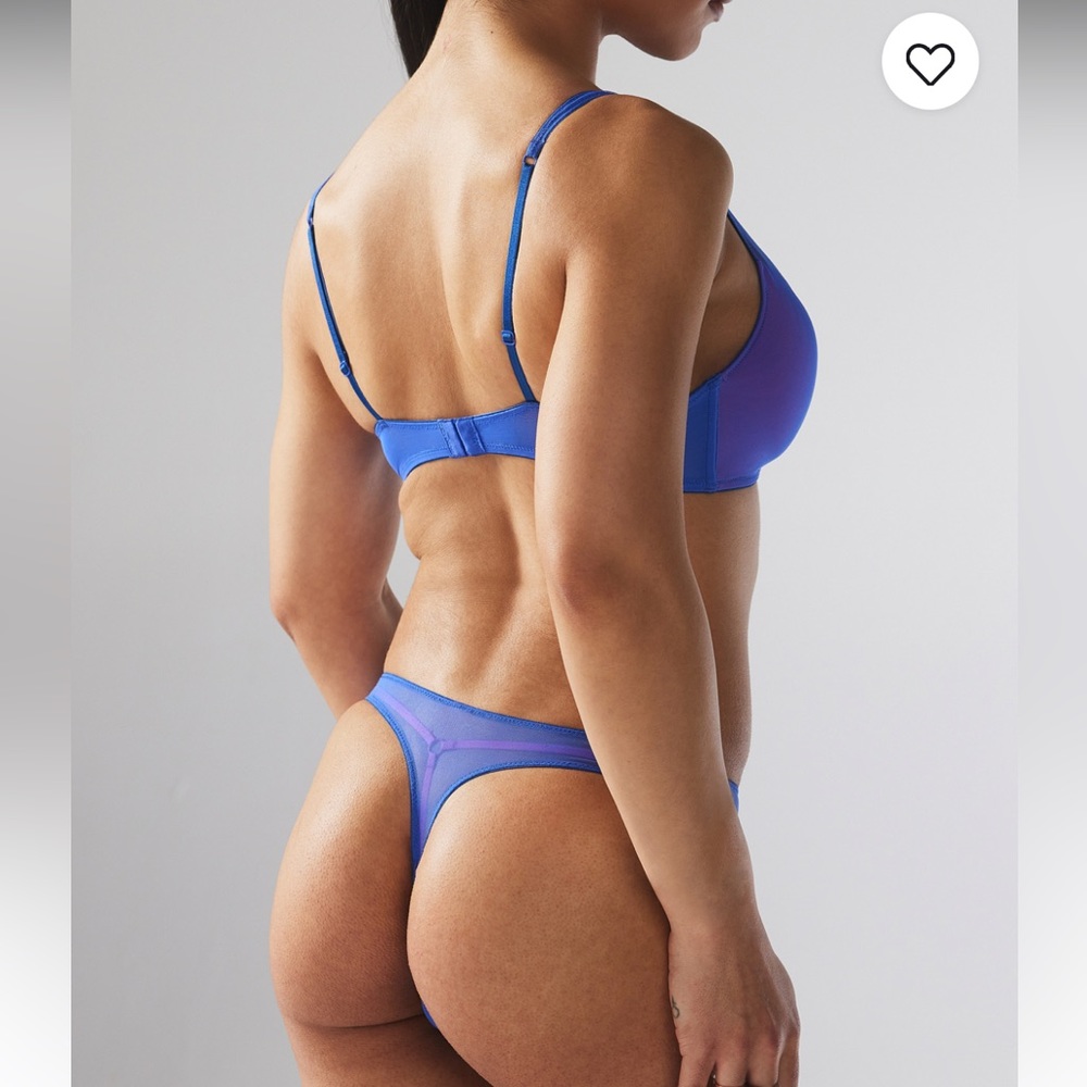 Savage X Fenty I Dare Hue Red Pink Mesh Sleep Shirt with True Blue Bralette Set - Picture 6 of 17